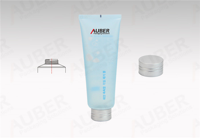 Dia.45mm Light Blue Clear Plastic Tube for Body Wash with Aluminum Covering Screw On Cap