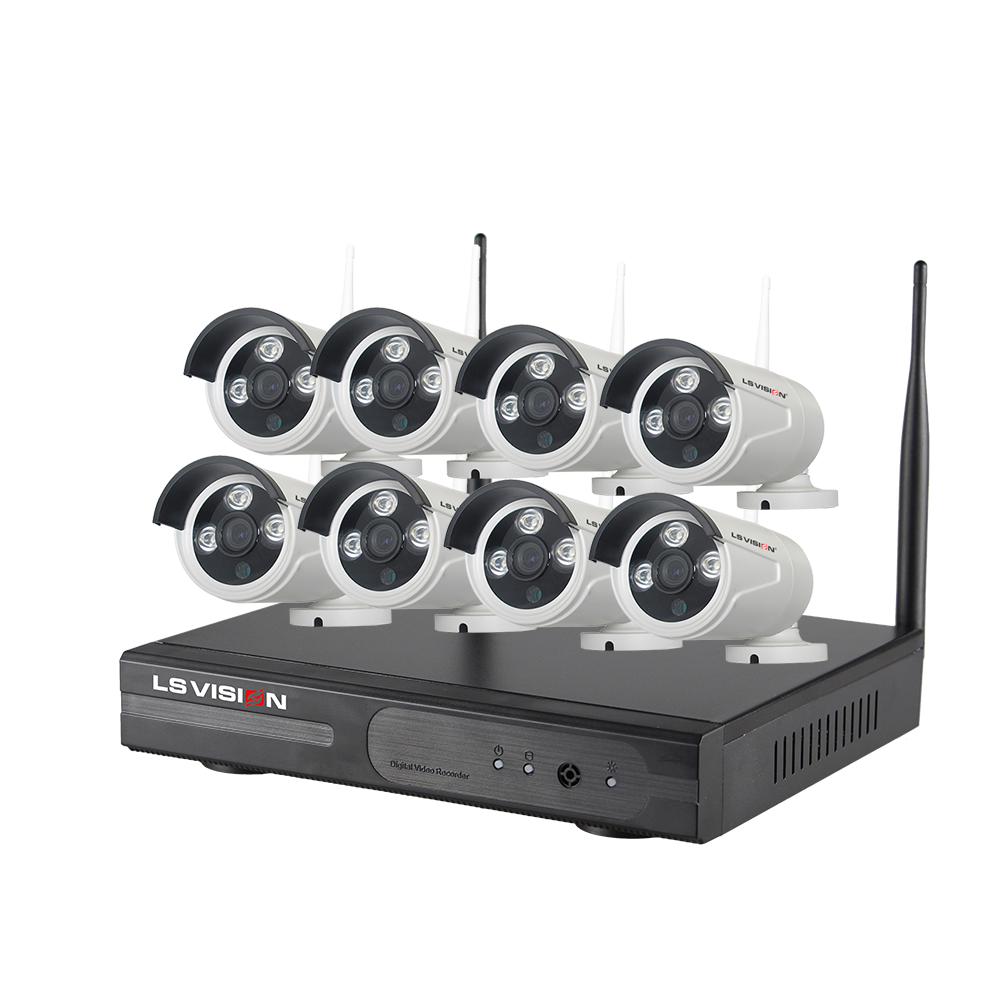  Kit de videovigilancia 8MP Kit de videovigilancia inalámbrica  4K NVR CCTV Cámara IP WiFi Mini sistema de seguridad para el hogar PTZ Cam  8CH Kit (Talla: 1T, Color: 4 cámaras) 