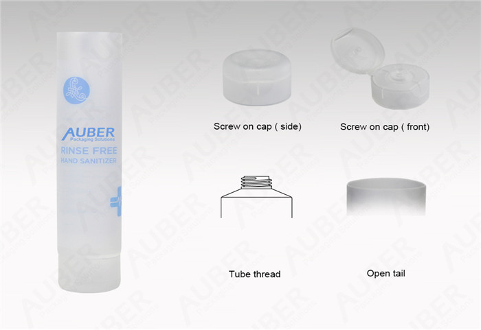 Auber D35mm Clear Hand Sanitizer Plastic Squeeze Tubes With Matte Clear Flip Top Cap
