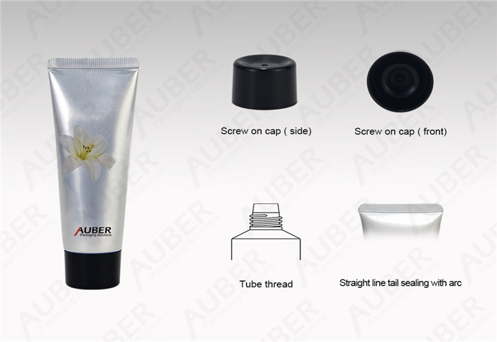 D30mm Aluminum Cosmetic Packaging Tube With Black Screw On Cap