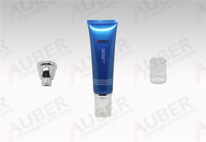 D35mm blue ABL airless cosmetic pump tube with transparent cap for Cleanser