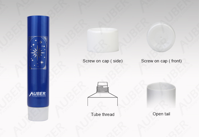 Auber D35mm Pearl Plastic Squeeze Tube for Lotion with White Screw on Cap