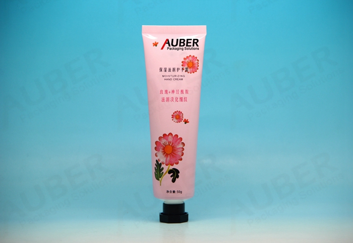D35mm Pink Flower Polyfoil Cosmetic Tubes with Octagonal Cap