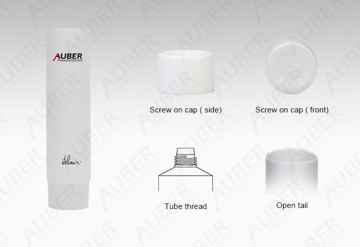 Auber D40mm White Paper Texture Customized Lotion Tubes with Screw on Cap