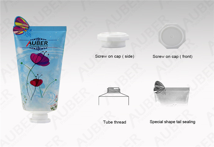 Auber D35mm Butterfly Shape Aluminum Cosmetic Packaging Tubes with Screw on Cap