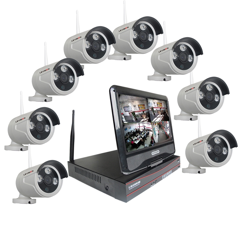 Kit vidéosurveillance sans fil wifi IP 4 caméras HD 960P 1.3MP